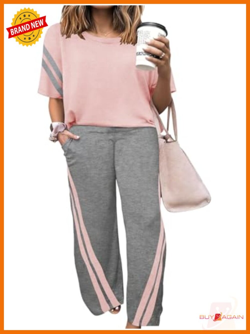 Plus Size 2 Piece Lounge Set Short Sleeve Wide Leg Pant Set Rayon Blend